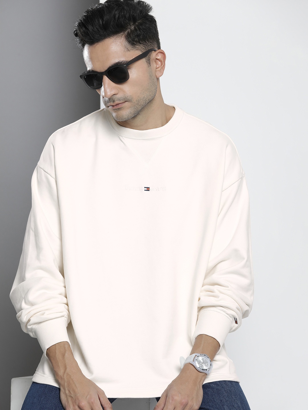 

Tommy Hilfiger Sustainable Round Neck Pure Cotton Sweatshirt, Off white
