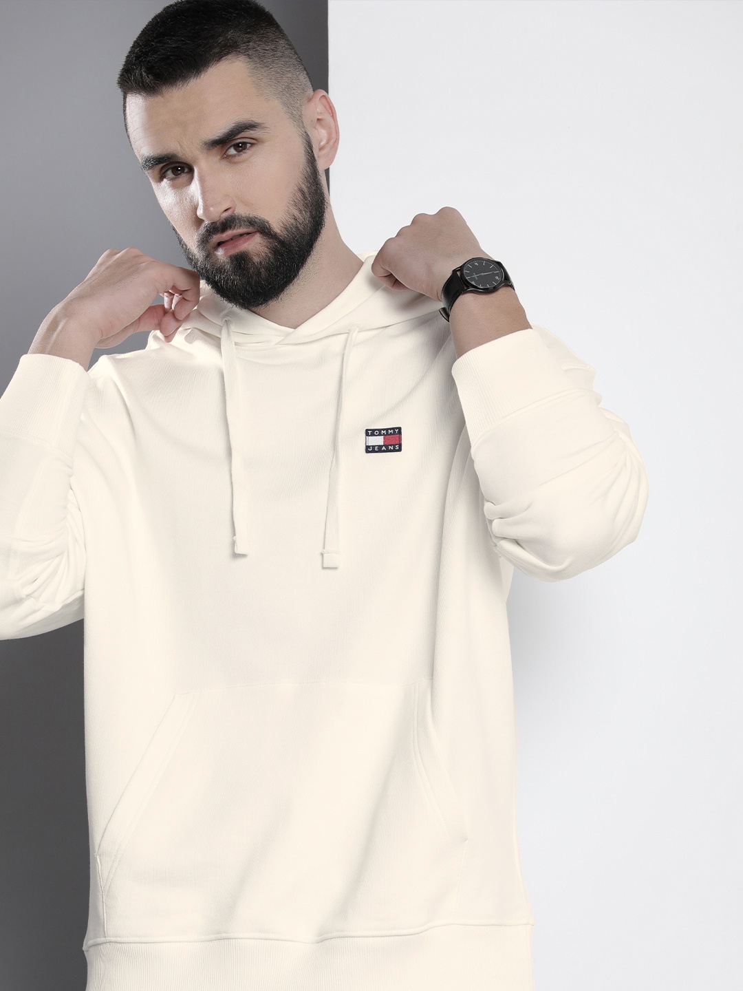 

Tommy Hilfiger Pure Cotton Solid Hooded Sweatshirt, White