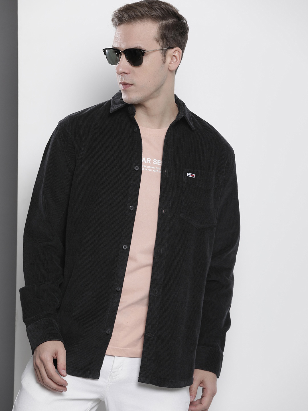 

Tommy Hilfiger Pure Cotton Relaxed Fit Corduroy Casual Shirt, Black