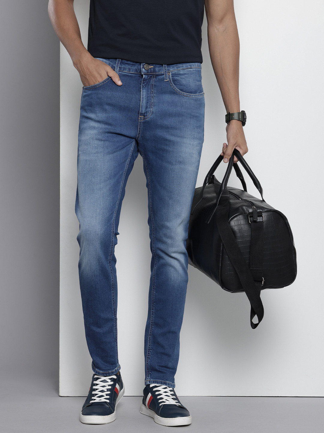 

Tommy Hilfiger Slim Fit Heavy Fade Stretchable Jeans, Blue