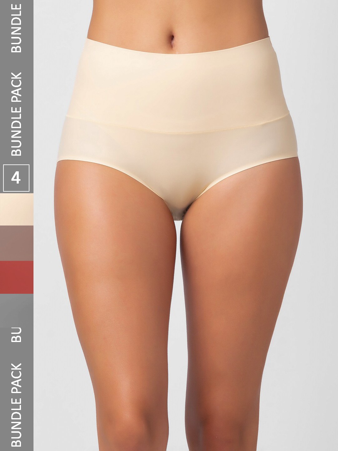 

NOIRA Pack Of 4 Assorted High-Rise Tummy Tucker Hipster Briefs 873_SBrGM_NO