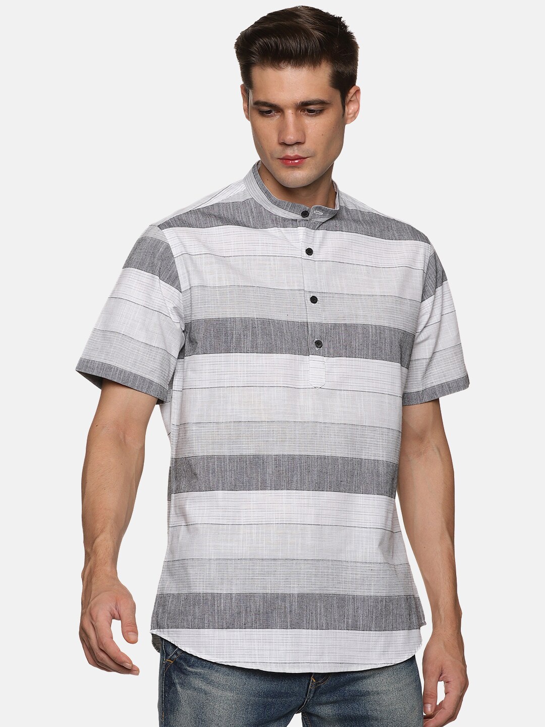 

DON VINO Classic Horizontal Striped Casual Cotton Shirt, Black