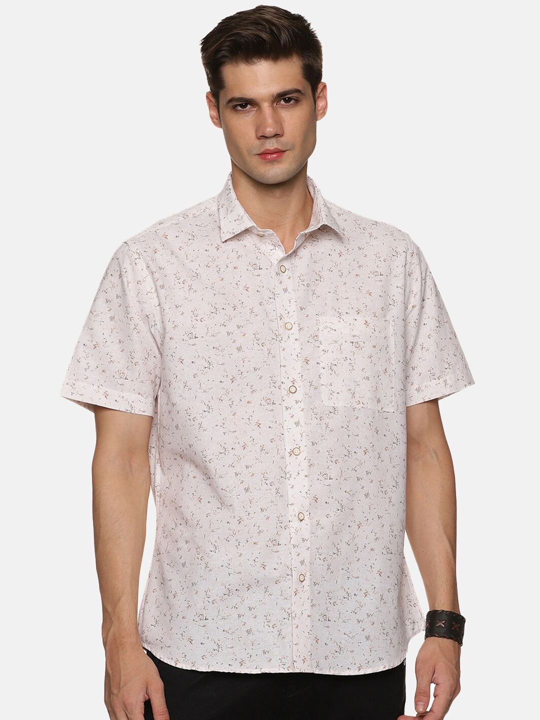 

DON VINO Classic Floral Printed Cotton Casual Shirt, White