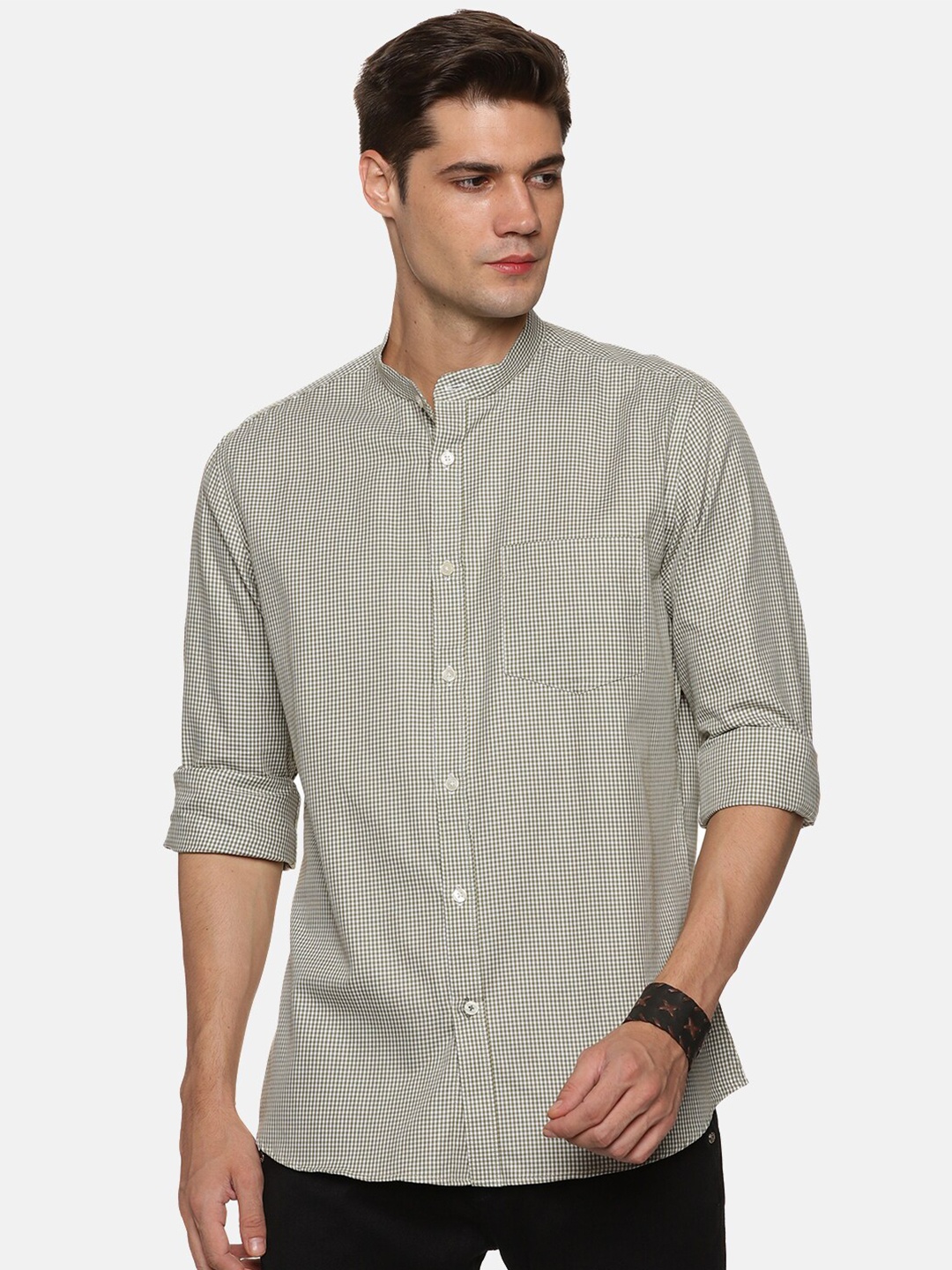 

DON VINO Classic Micro Checked Cotton Casual Shirt, Black