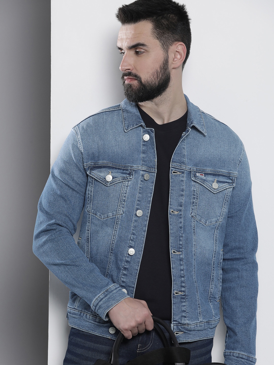 

Tommy Hilfiger Solid Spread-Collar Denim Jacket, Blue