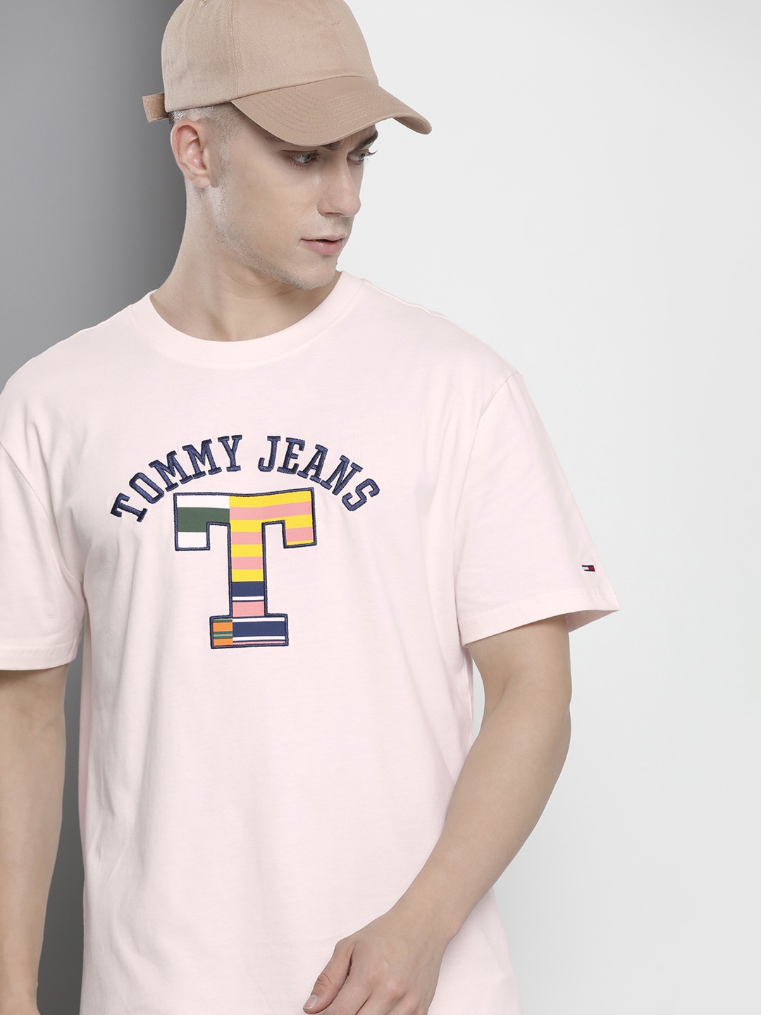

Tommy Hilfiger Brand Logo Pure Cotton Longline T-shirt, Cream
