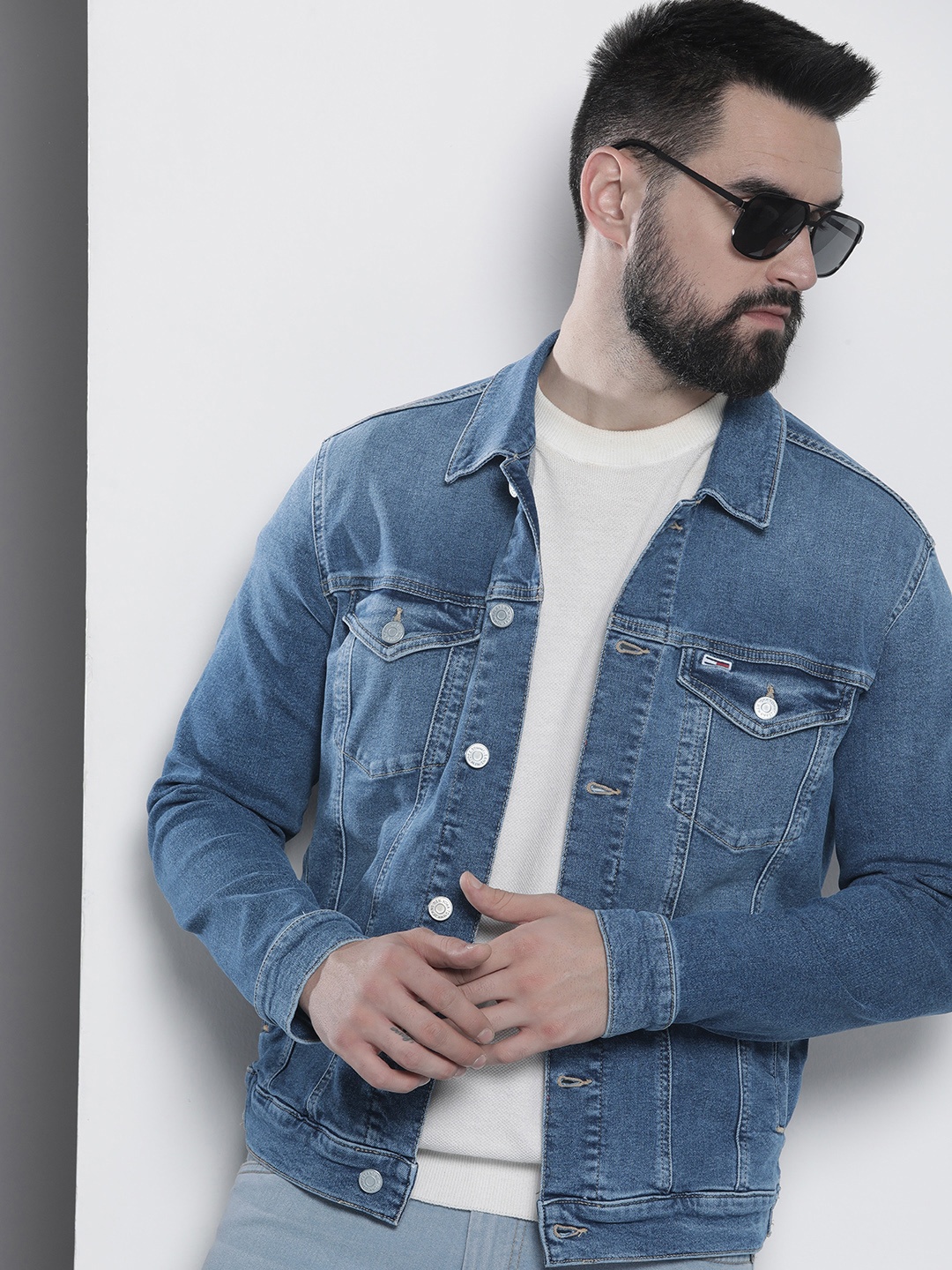 

Tommy Hilfiger Solid Spread-Collar Denim Jacket, Blue
