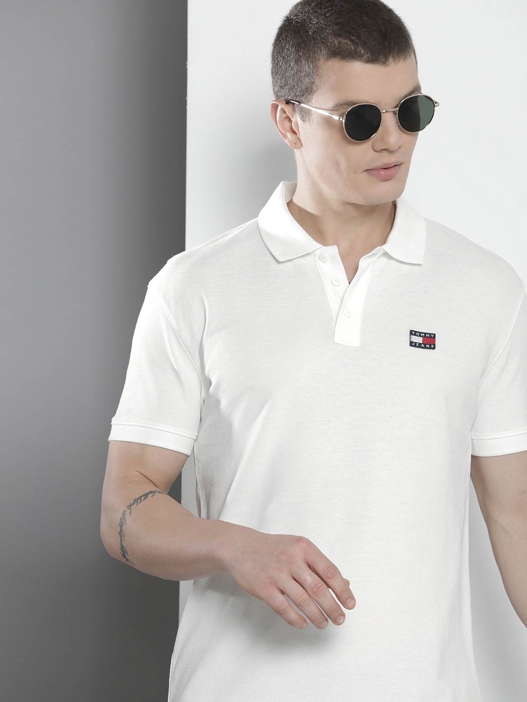 

Tommy Hilfiger Pure Cotton Polo Collar Regular Fit Casual T-shirt, White