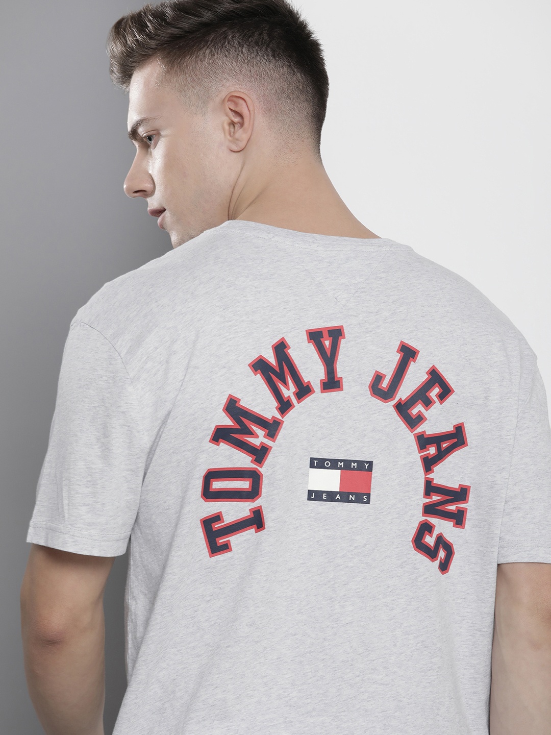 

Tommy Hilfiger Brand Logo Printed Pure Cotton T-shirt, Grey