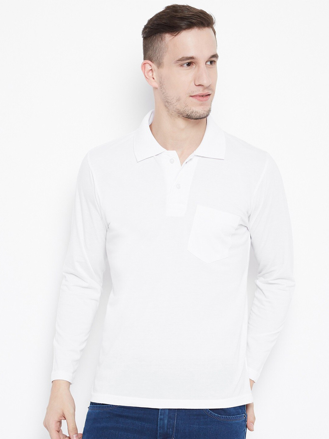 

Camey Polo Collar Cotton Casual T-Shirt, White