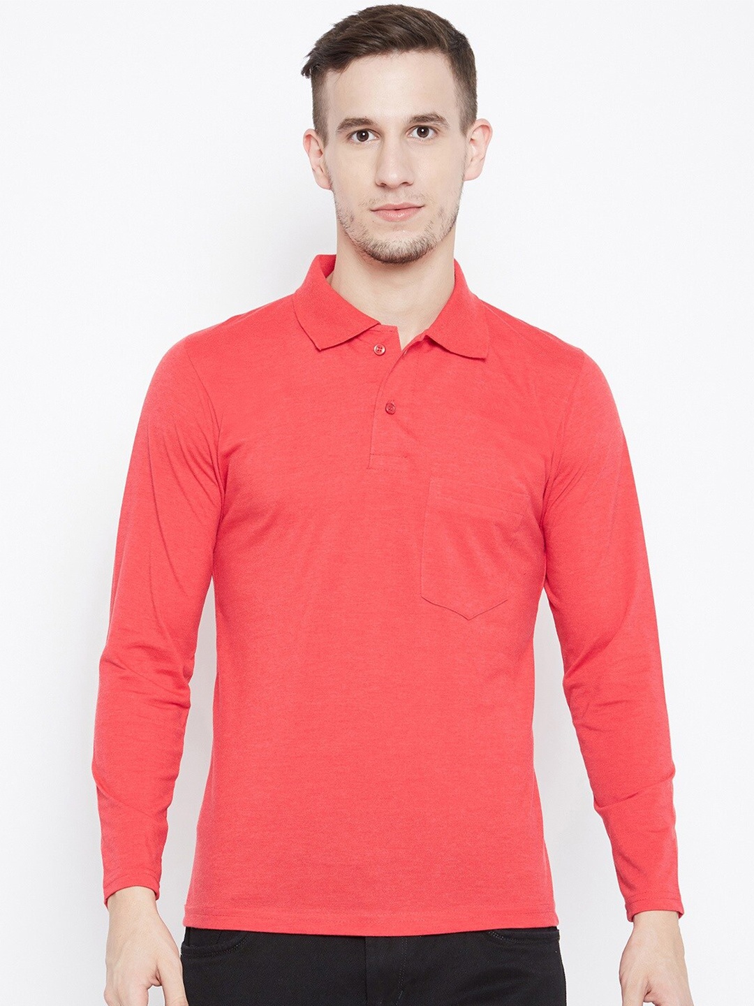

Camey Polo Collar Cotton Casual T-Shirt, Red