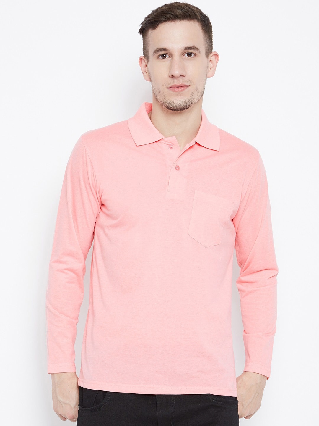 

Camey Polo Collar Cotton T-Shirt, Pink