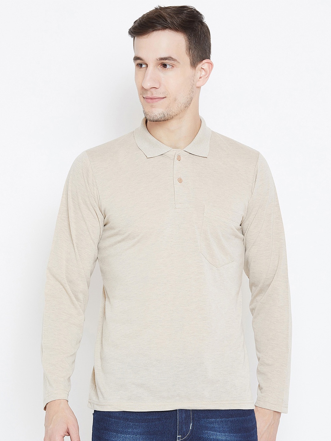 

Camey Polo Collar Cotton Relaxed Fit T-shirt, Beige
