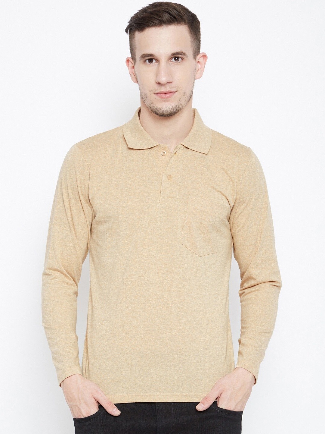 

Camey Polo Collar Cotton T-Shirt, Cream
