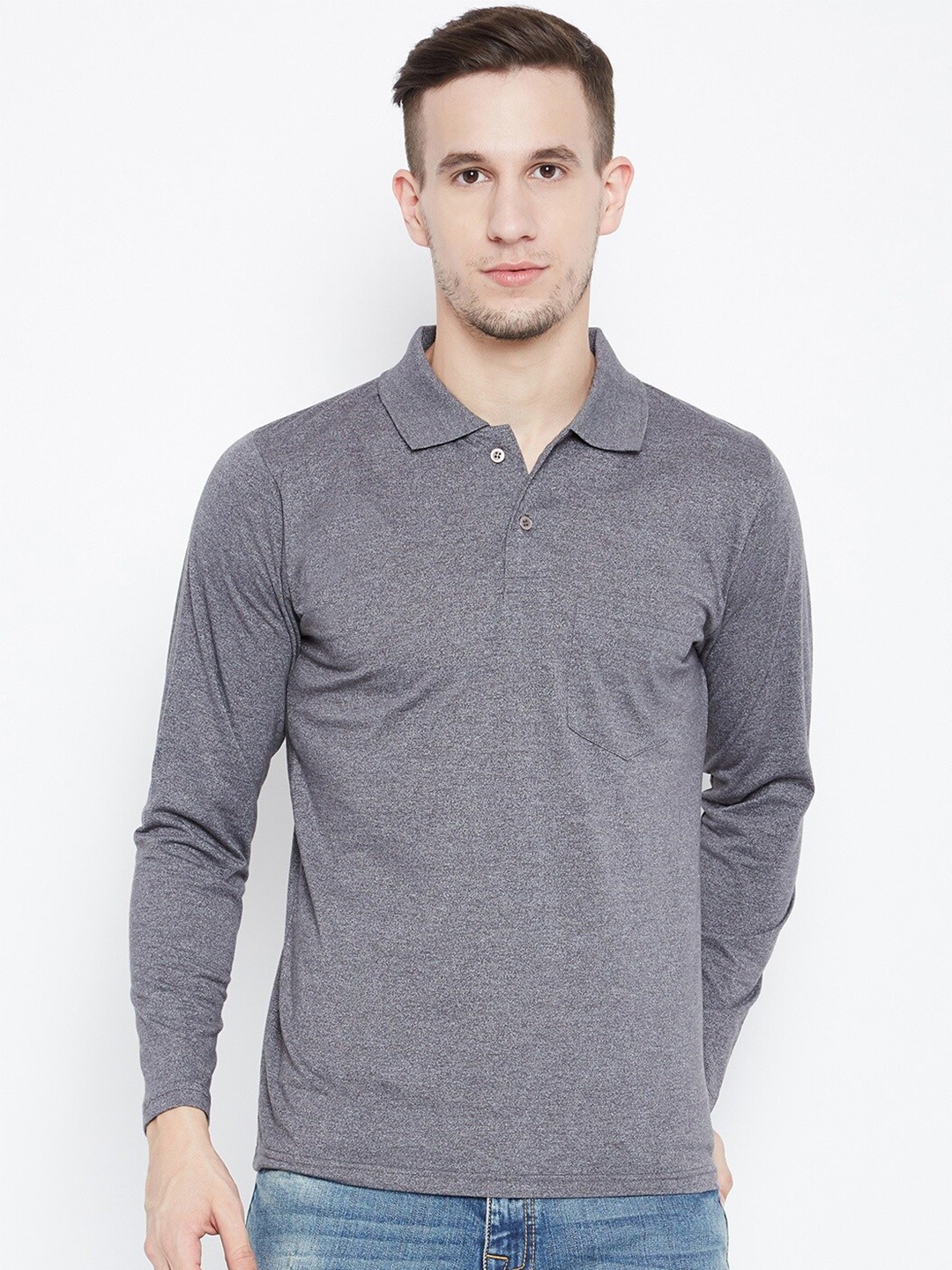

Camey Polo Collar Relaxed-Fit Cotton T-shirt, Grey
