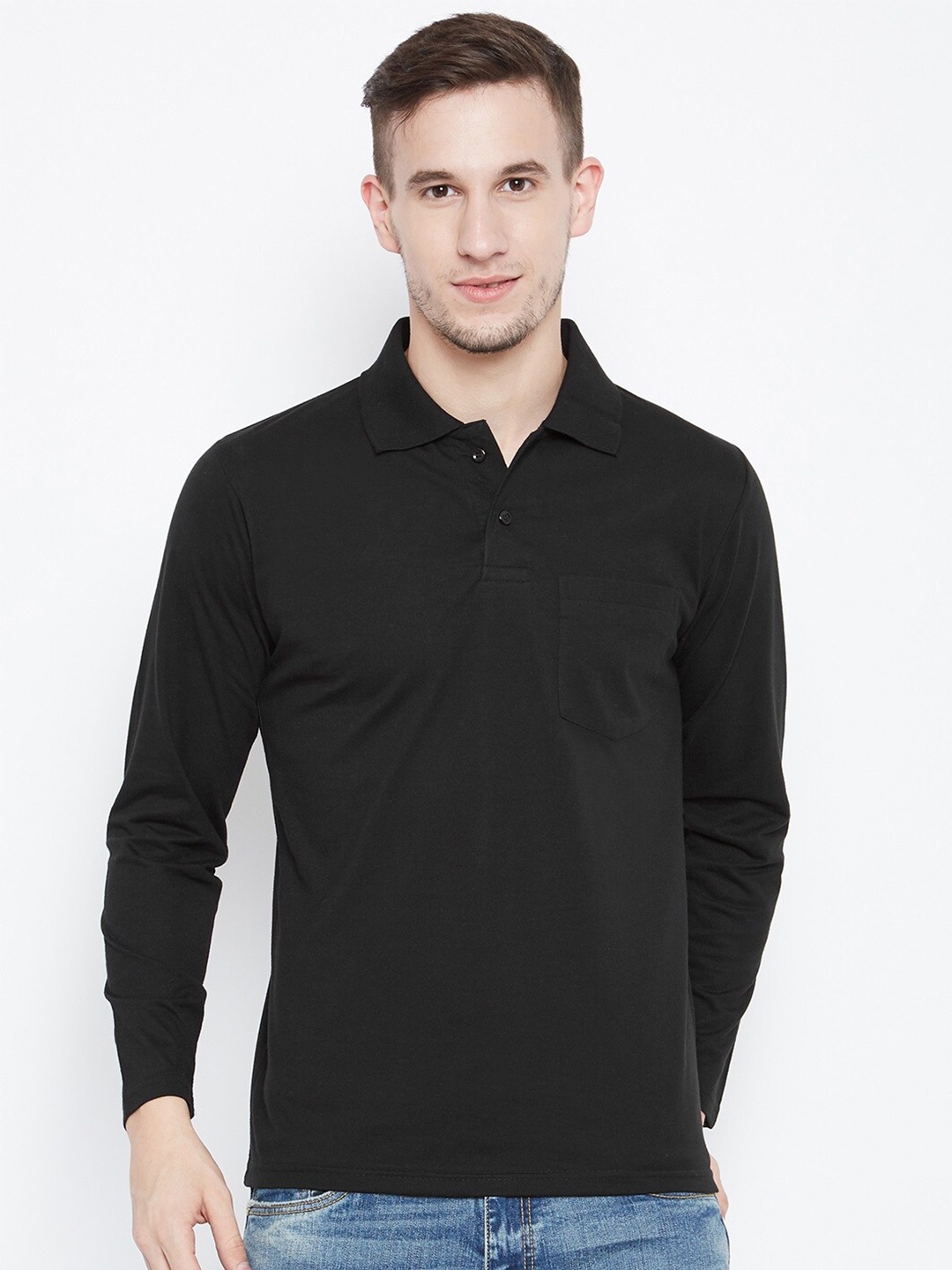 

Camey Polo Collar Cotton T-shirt, Black