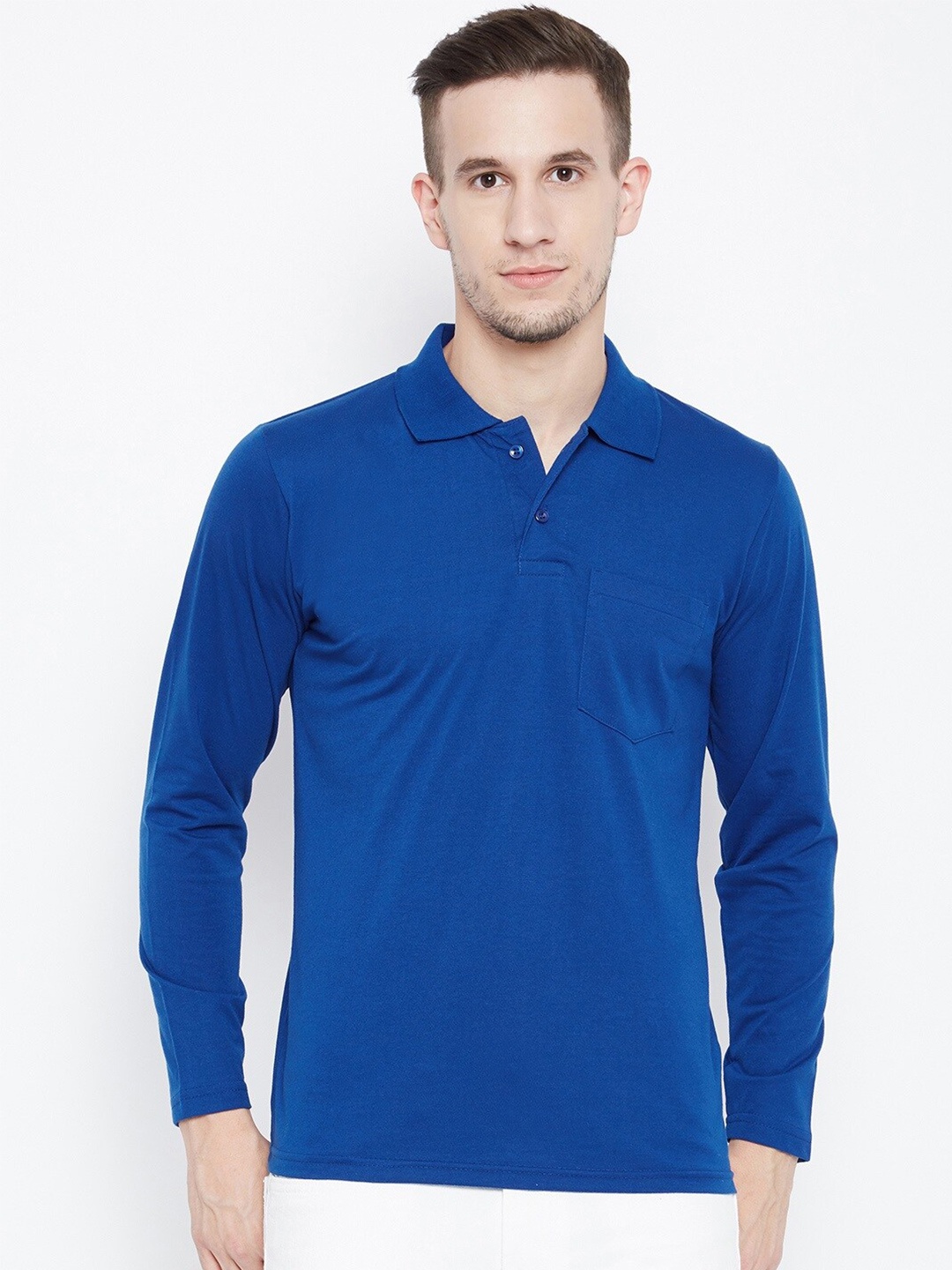 

Camey Polo Collar Cotton T-shirt, Blue