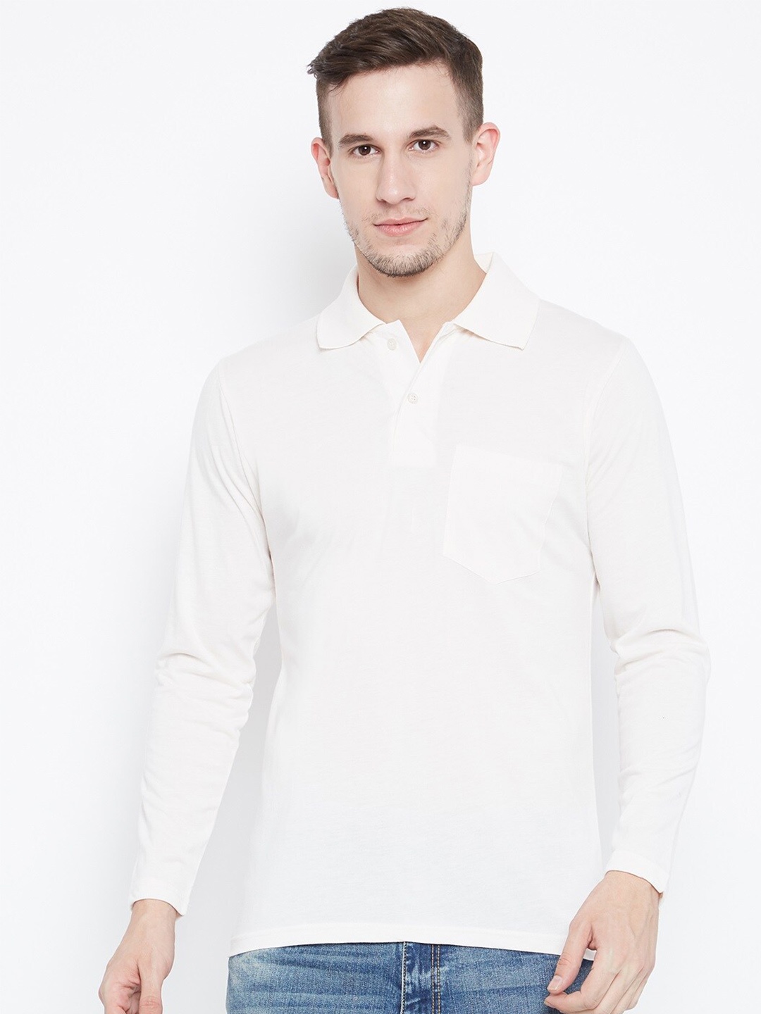 

Camey Polo Collar Cotton T-Shirt, White