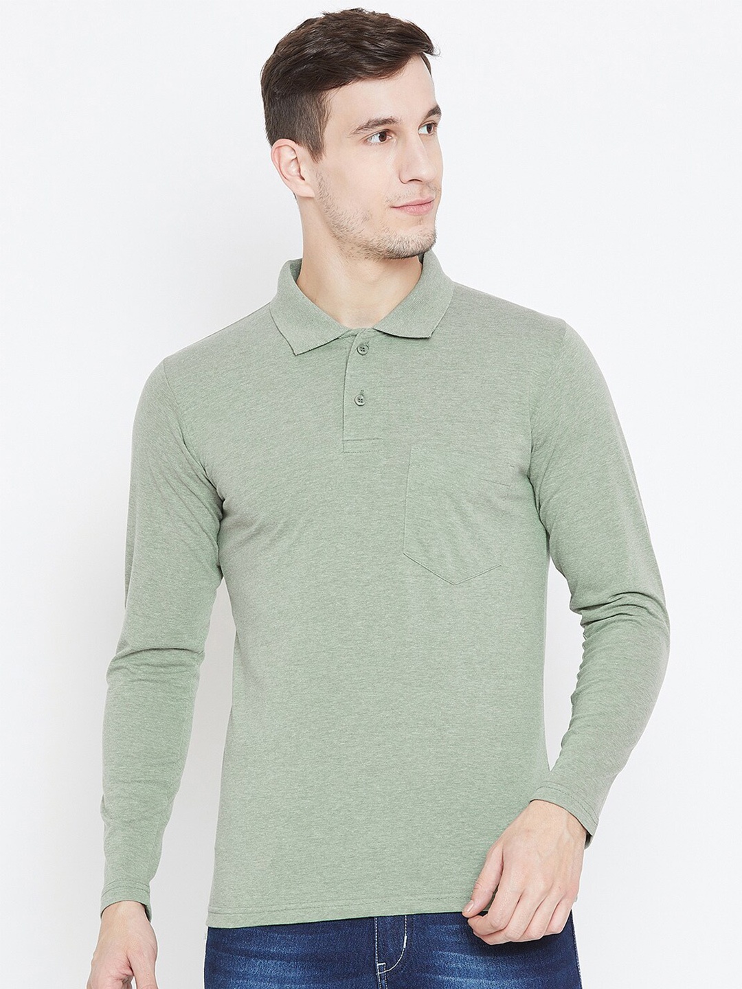 

Camey Polo Collar Cotton Casual T-Shirt, Green