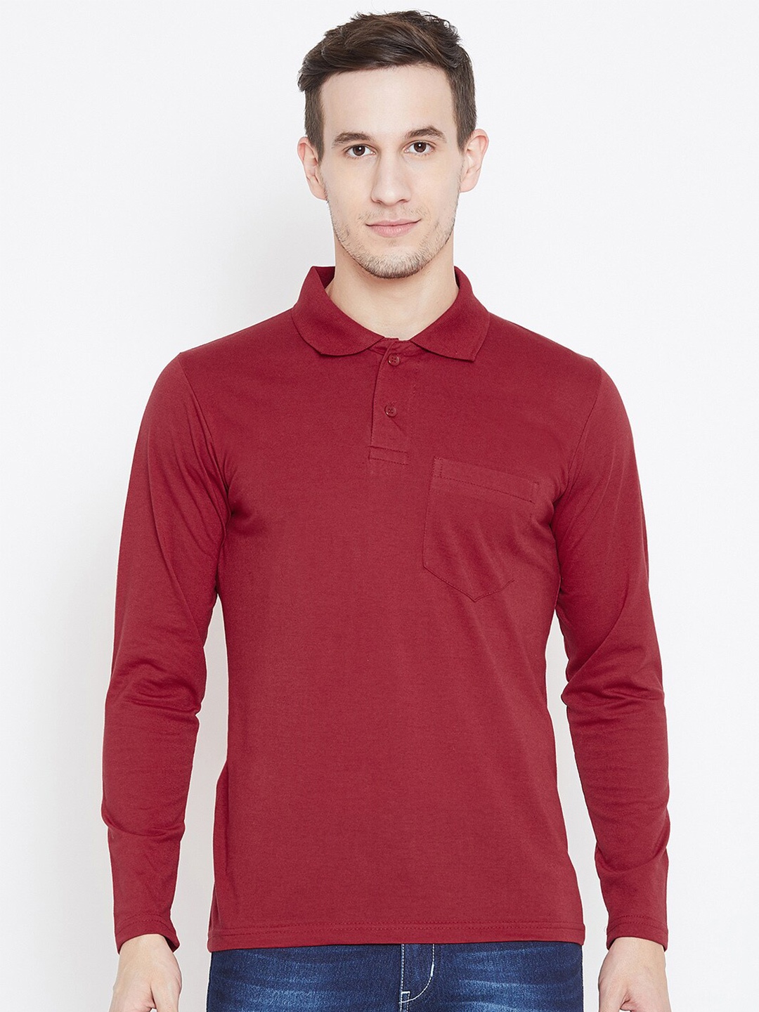 

Camey Polo Collar Cotton Casual T-Shirt, Red