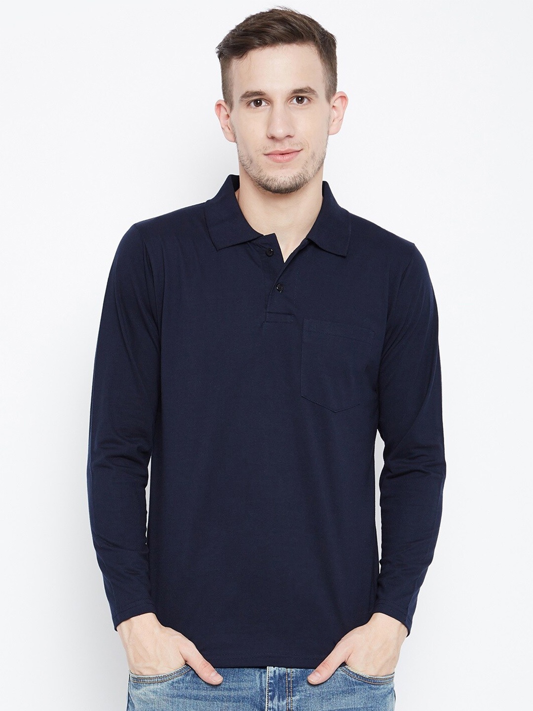 

Camey Polo Collar Cotton Relaxed Fit T-shirt, Navy blue