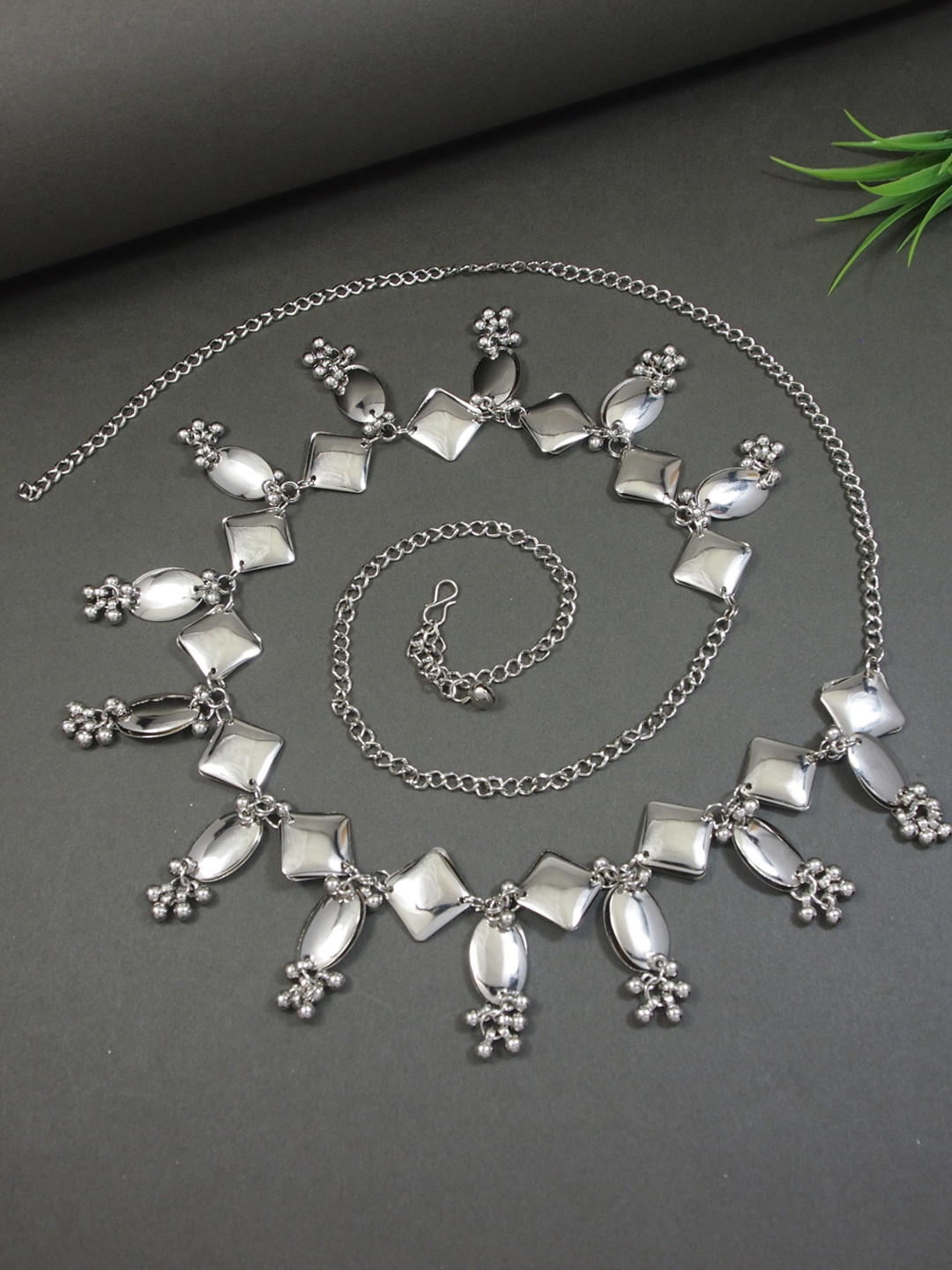 

I Jewels Rhodium-Plated Kamarbandh, Silver