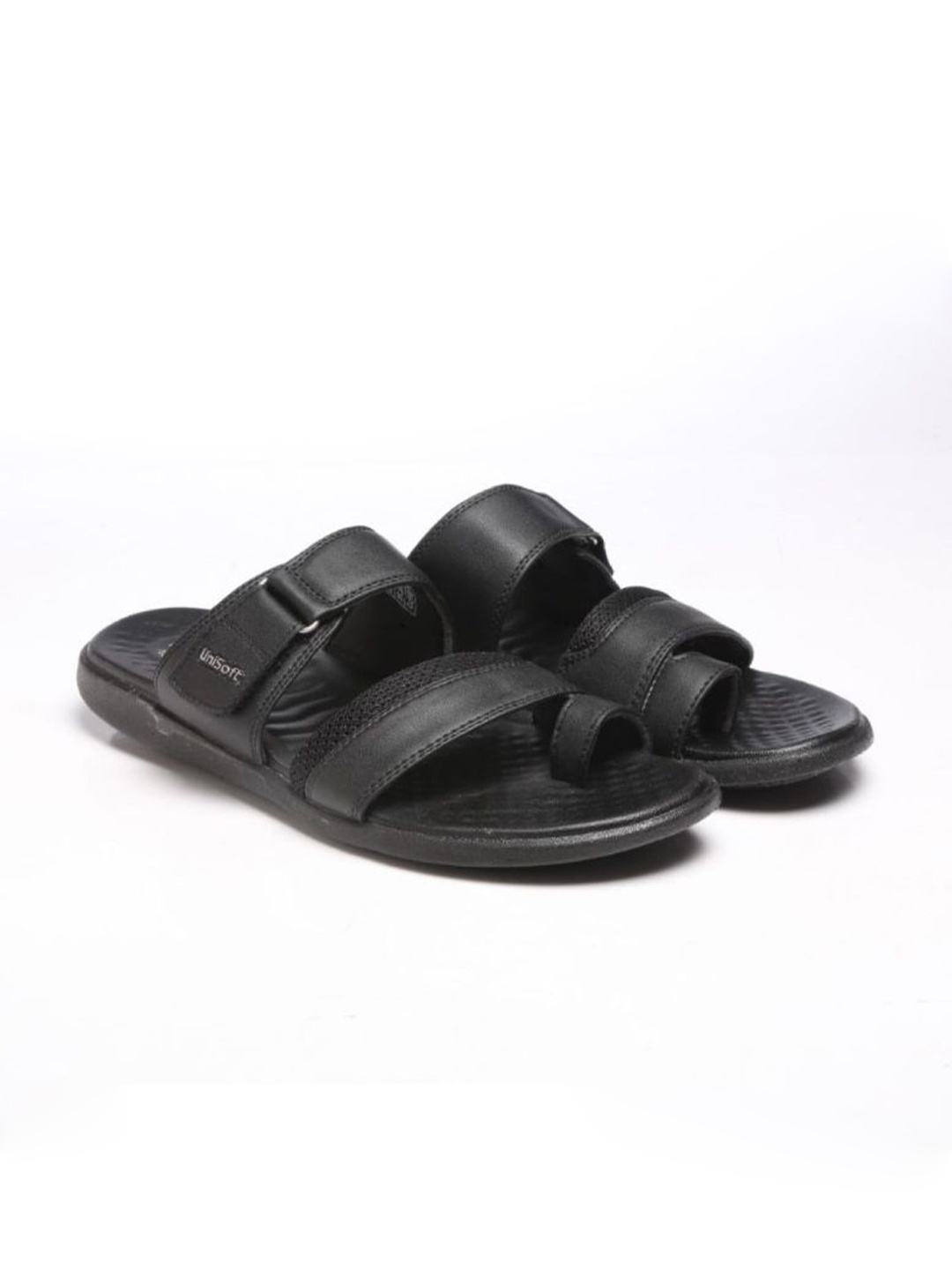 

UNISTAR Men Synthetic Velcro Comfort Sandals, Black