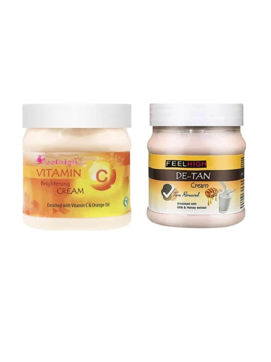 

FEELHIGH Set Of 2 De-Tan & Vitamin C Cream Face & Body Moisturizer - 500ml Each, Multi