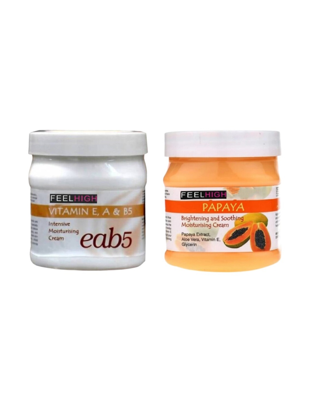 

FEELHIGH Set Of 2 Papaya & Vitamin E, A & B5 Cream Face & Body Moisturizer - 500ml Each, White
