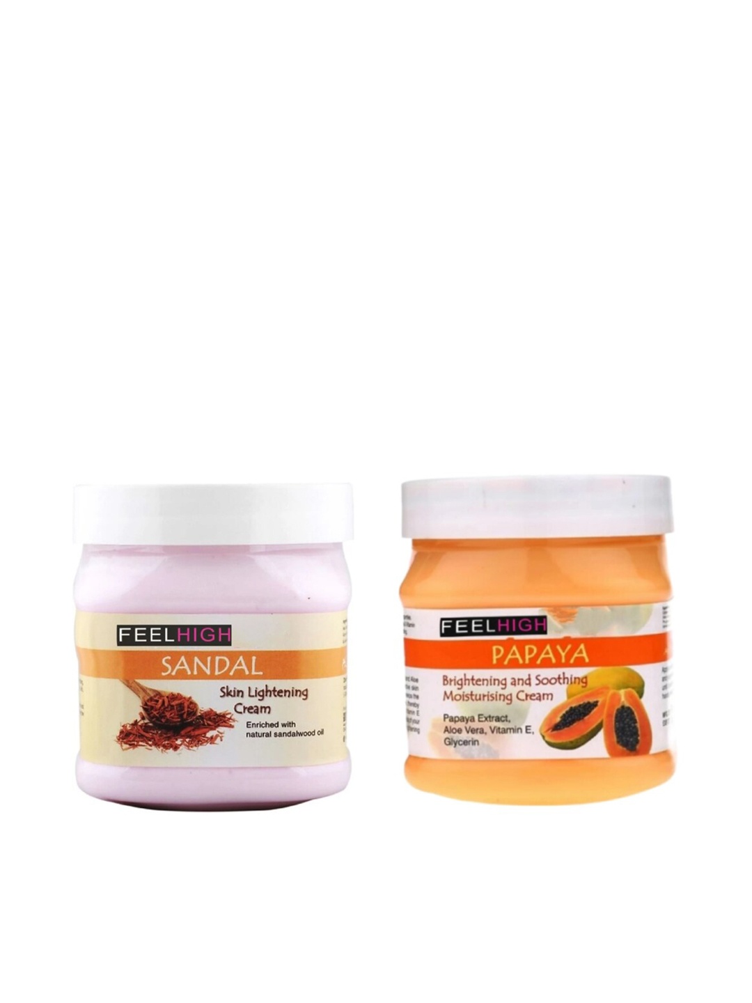 

FEELHIGH Set Of 2 Sandal & Papaya Cream Face & Body Moisturizer - 500ml Each, White