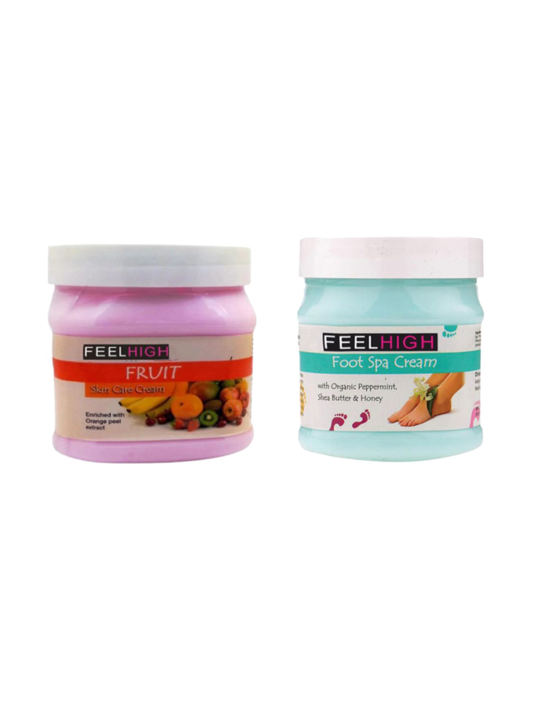 

FEELHIGH Set Of 2 Face & Body Fruit Moisturiser Cream & Foot Spa Cream - 500 ml Each, Pink
