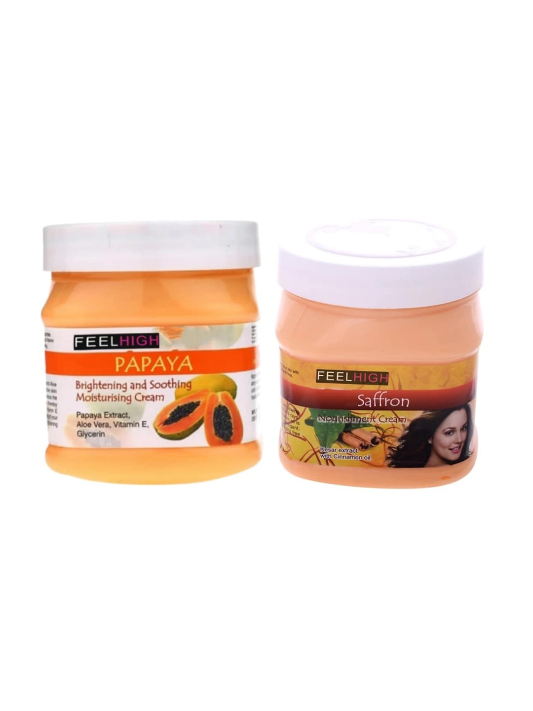 

FEELHIGH Set Of 2 papaya Cream & Saffron Cream Face Moisturisers - 500 ml, Orange