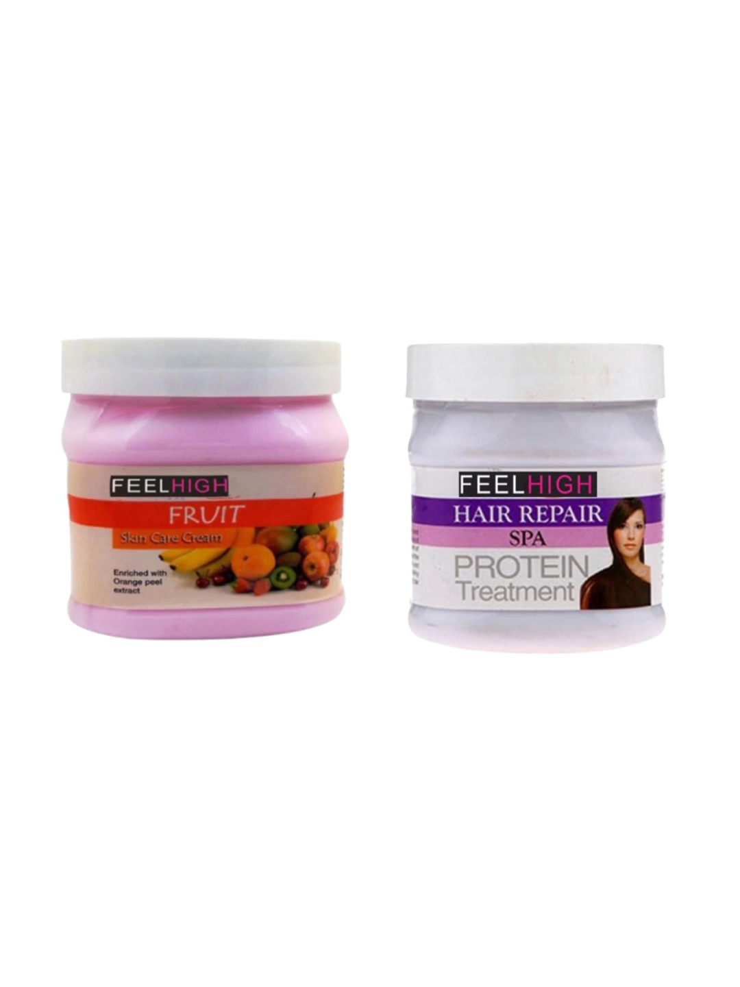 

FEELHIGH Set Of 2 Face & Body Fruit Moisturiser Cream & Hair Spa Cream - 500 ml Each, Pink