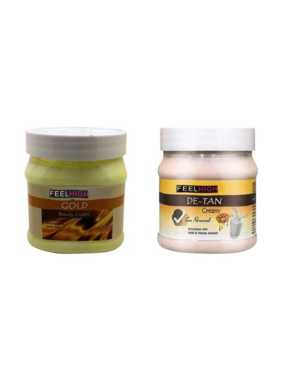 

FEELHIGH Set Of 2 De-Tan & Gold Face & Body Cream - 500ml Each, White