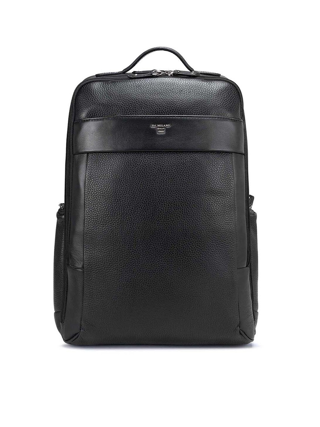 

Da Milano Unisex Textured Leather Backpack, Black