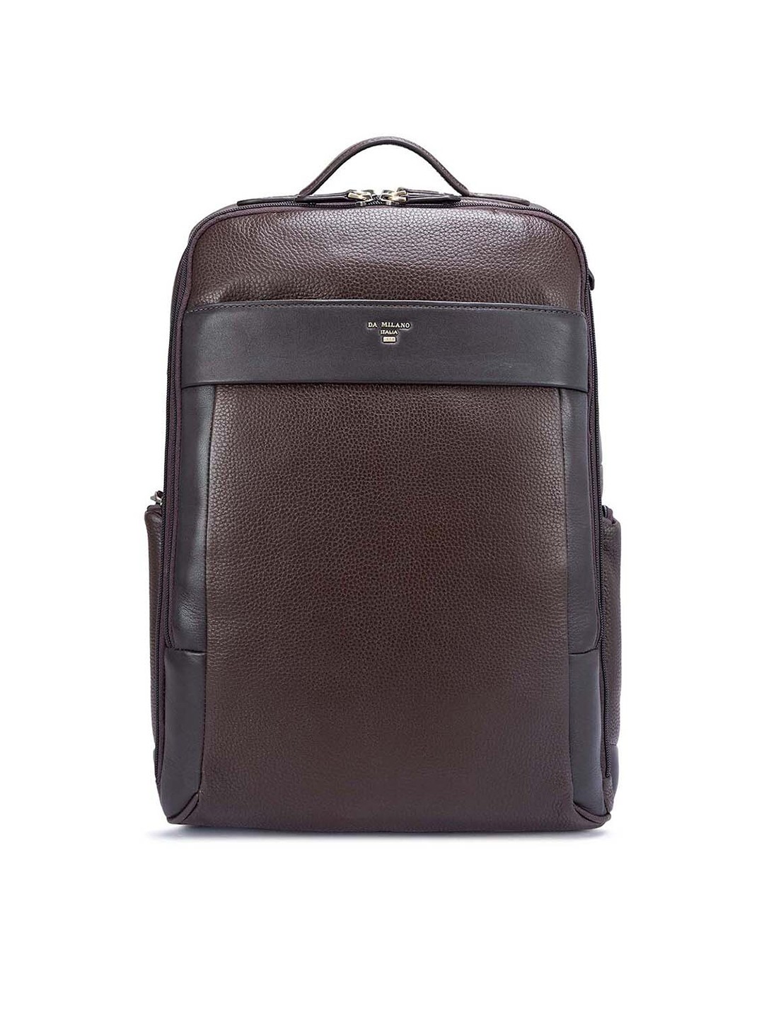 

Da Milano Unisex Textured Leather Backpack, Brown