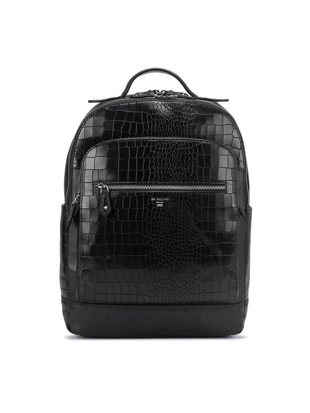 

Da Milano Unisex Textured Leather Backpack, Black