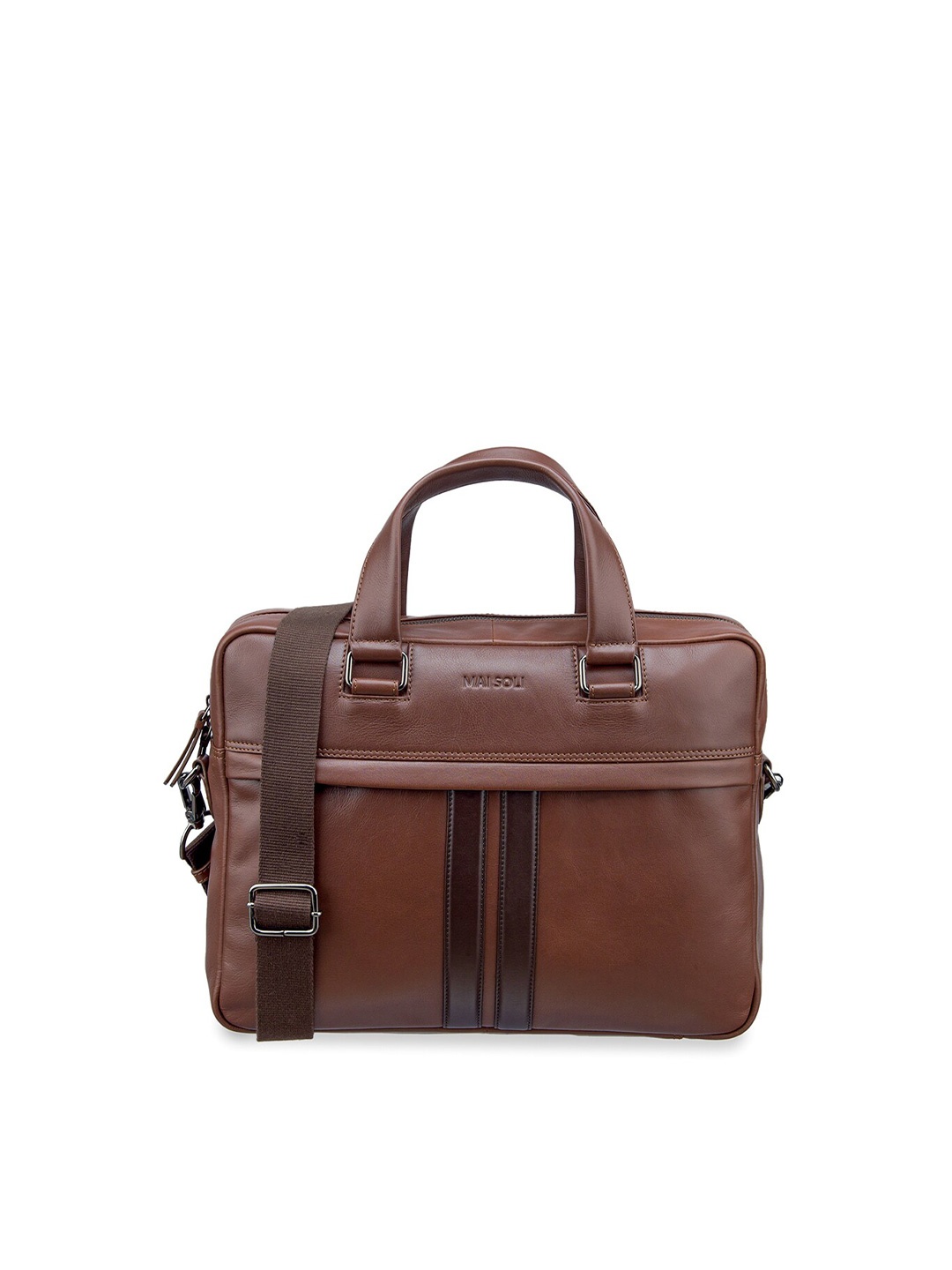 

MAI SOLI Men Alpha Genuine Leather Laptop Bag, Brown