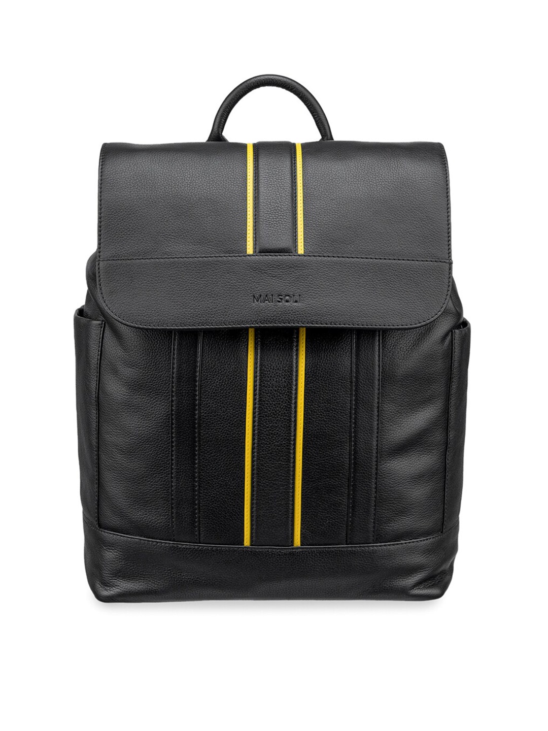 

MAI SOLI Men Genuine Leather Boston Large Backpack, Black