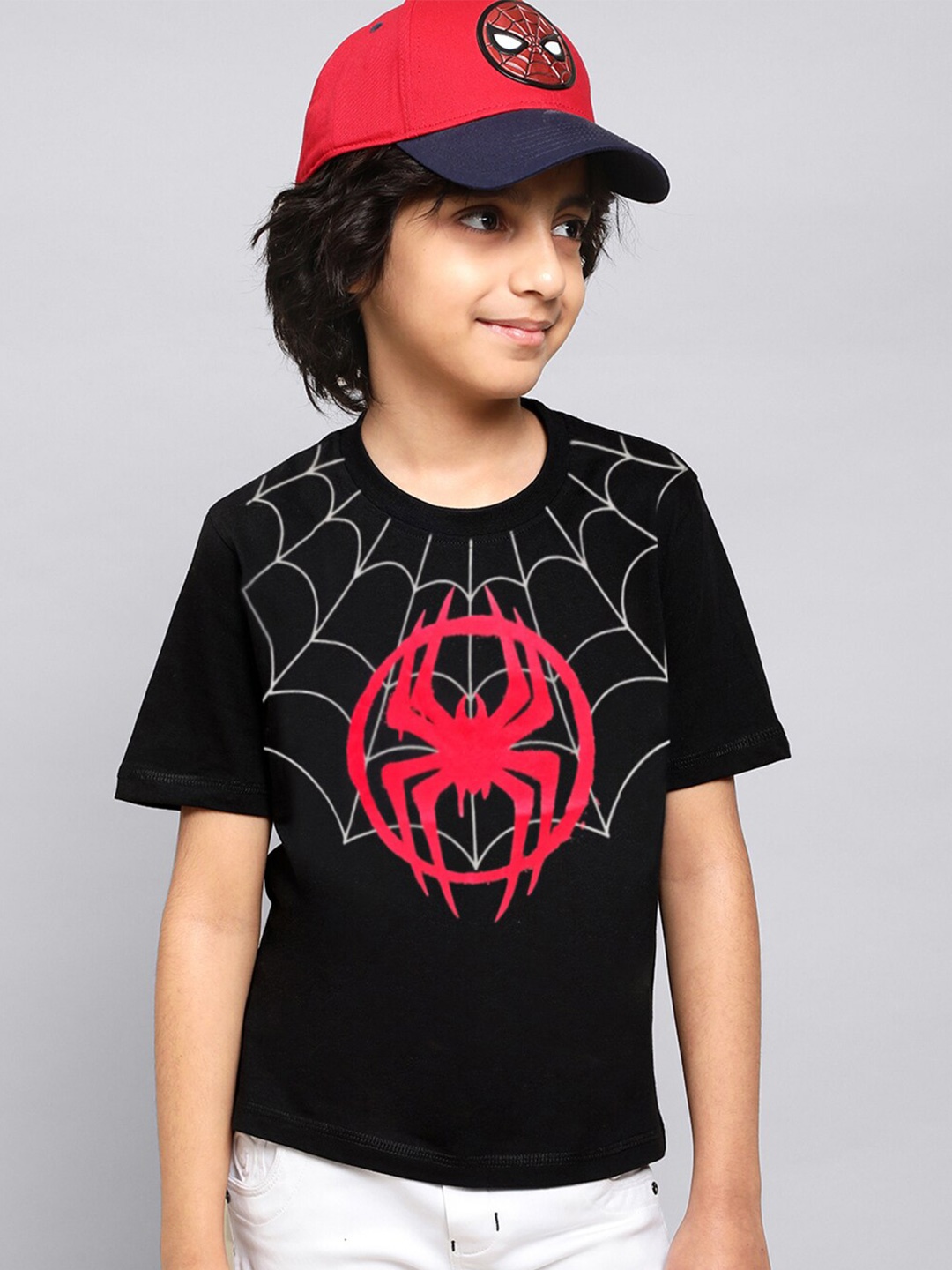 

Kids Ville Boys Spider-Man Printed Cotton T-Shirt, Black