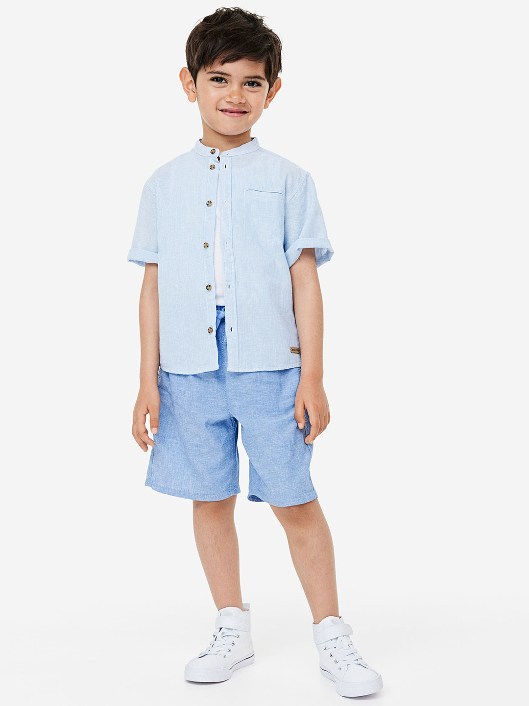

H&M Boys Cotton Linen Pull-On Shorts, Blue