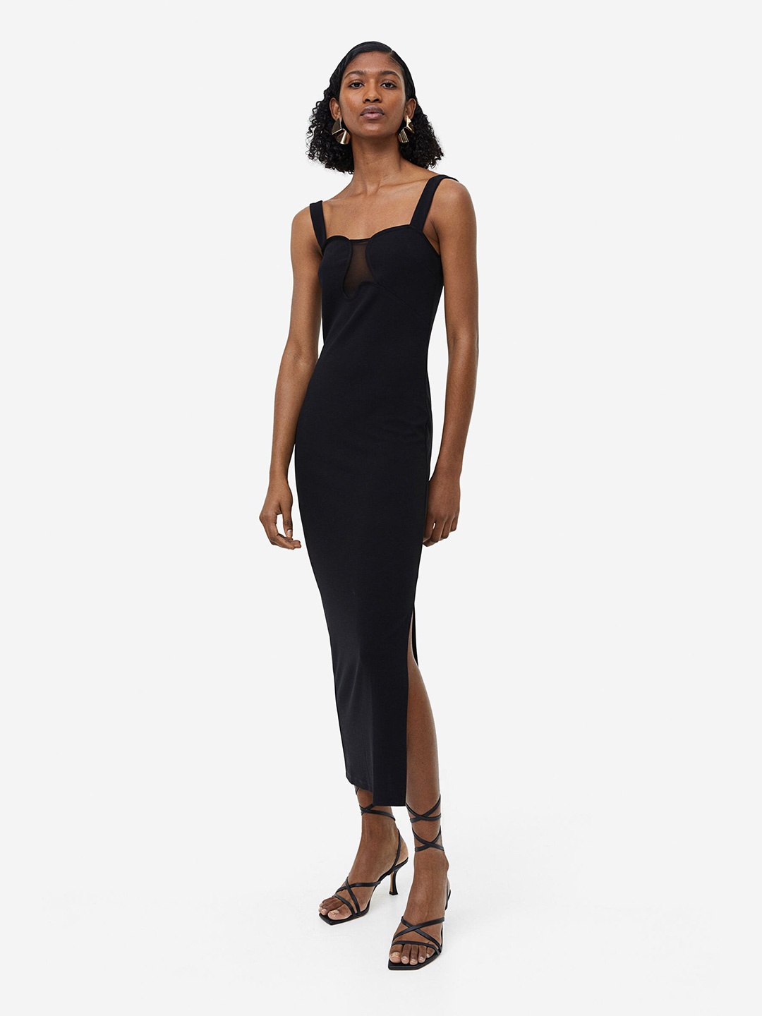

H&M Mesh-Detail Bodycon Dress, Black