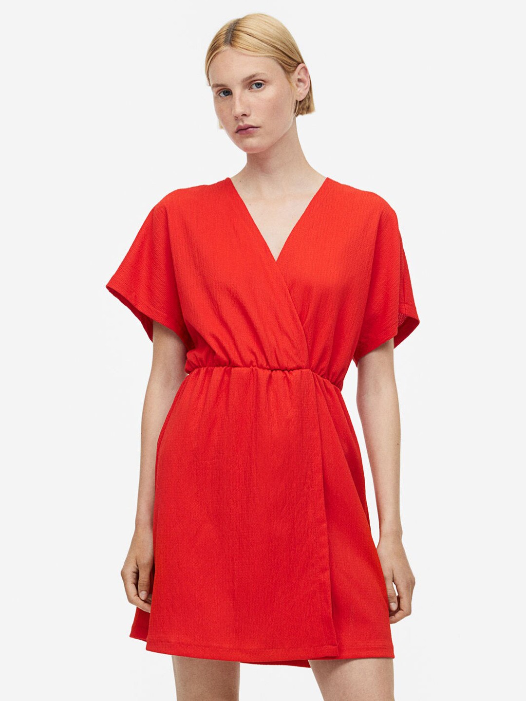 

H&M Crinkled Wrap Dresses, Red