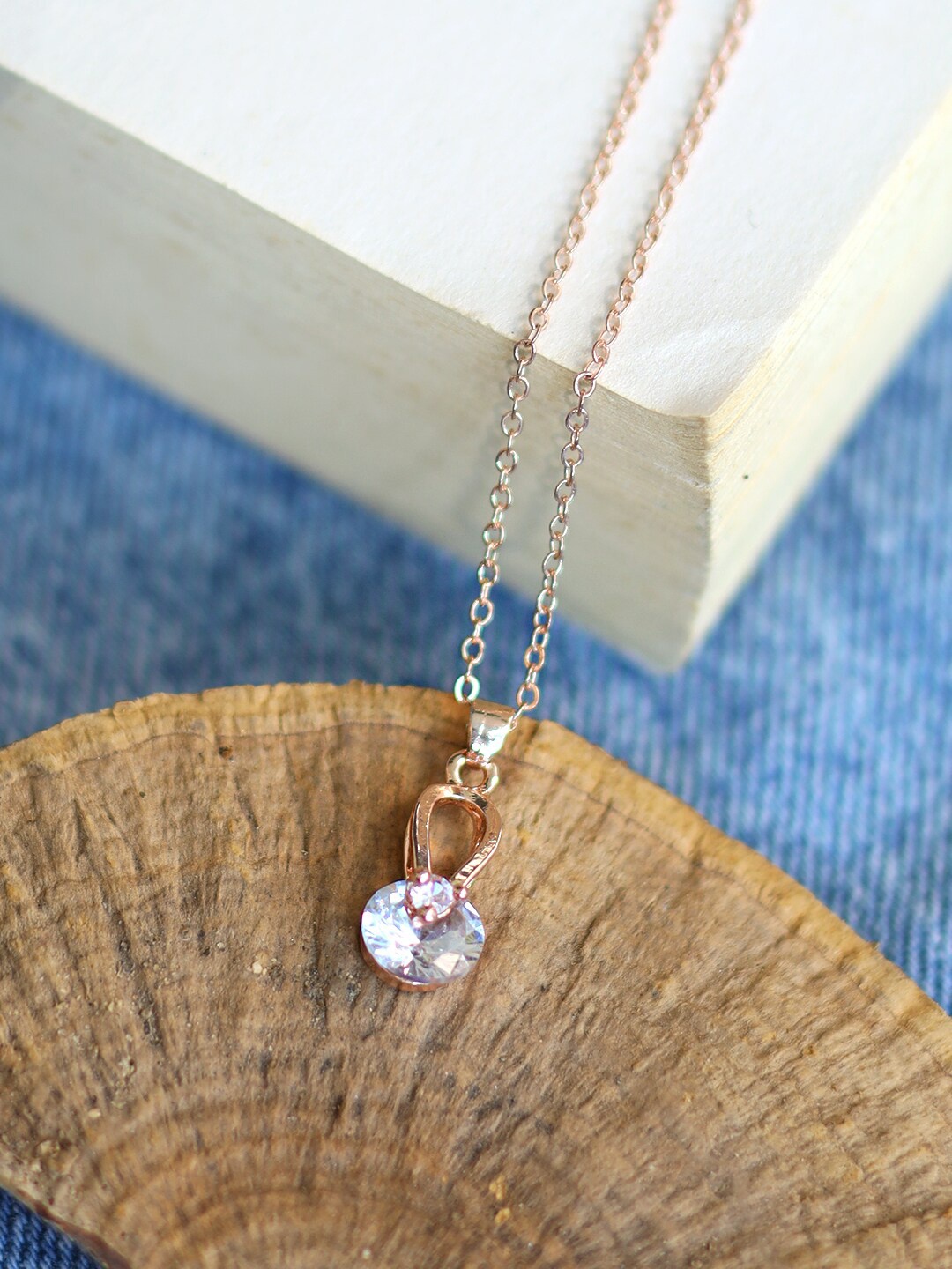 

Ayesha Rose Gold-Plated Pendant With Chain