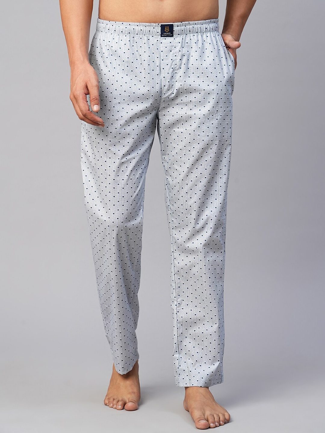 

URBAN SCOTTISH Men Printed Cotton Lounge Pants, Grey