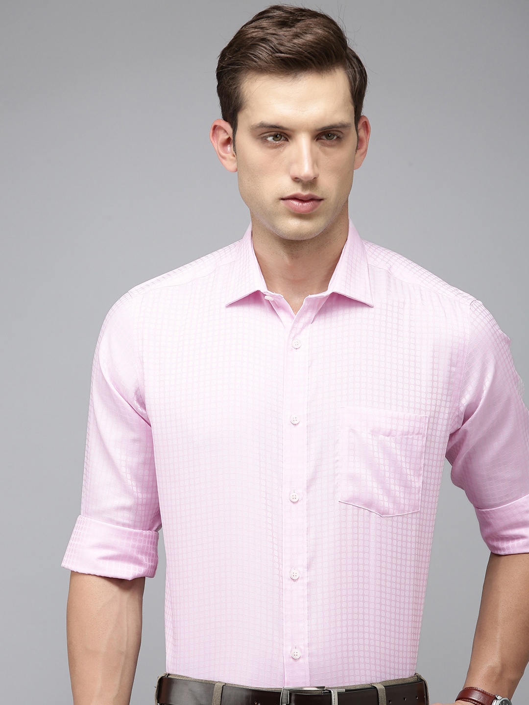 

Park Avenue Men Printed Pure Cotton Formal Shirt, Pink