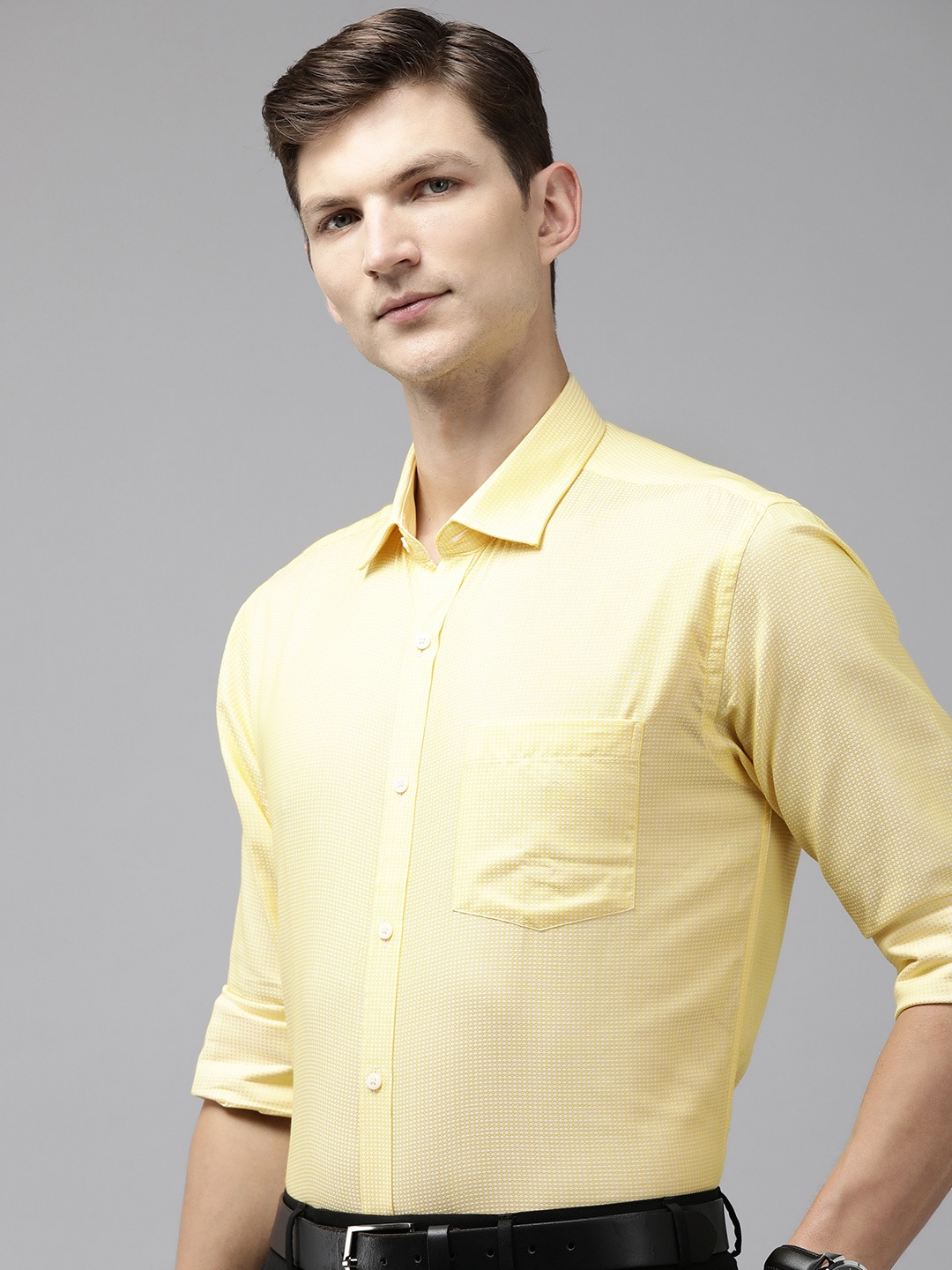 

Park Avenue Men Slim Fit Pure Cotton Formal Shirt, Yellow