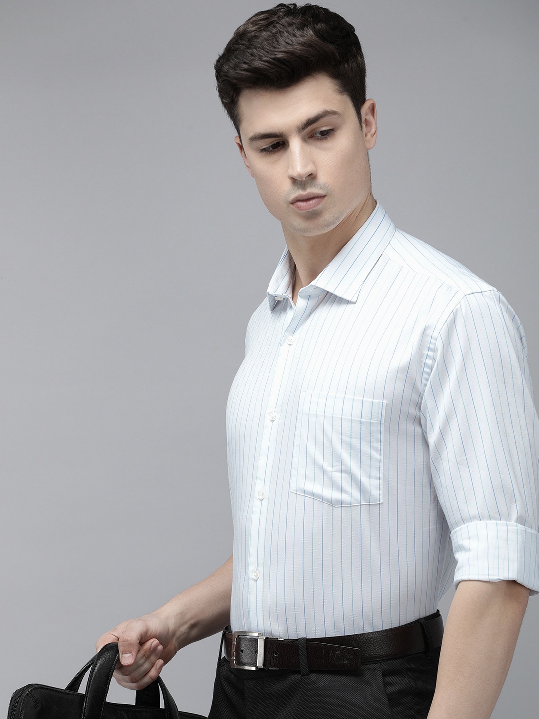 

Park Avenue Slim Fit Striped Pure Cotton Formal Shirt, White