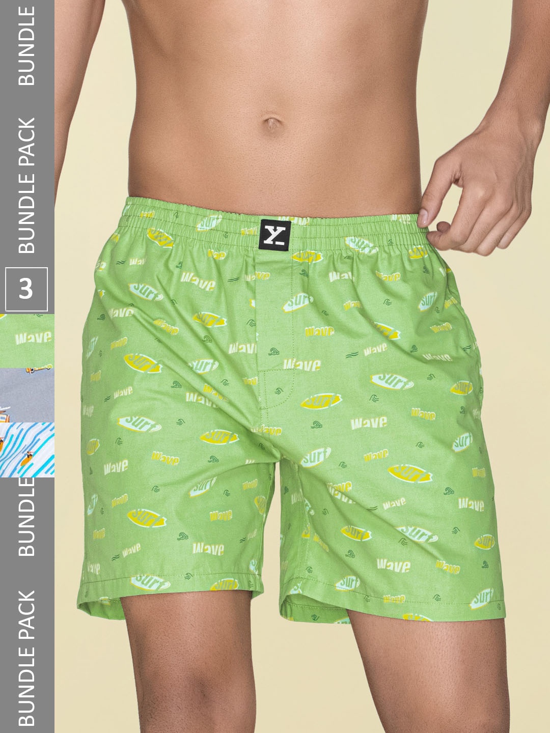 

XYXX Men Printed Pack Of 3 Combed Cotton Surf Boxer XYBOX3PCKN247, Multi