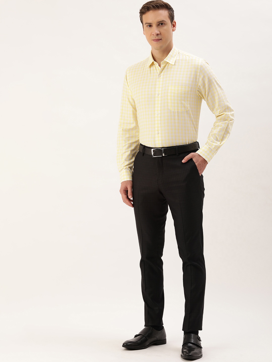 

Peter England Slim Fit Checked Formal Shirt, Yellow